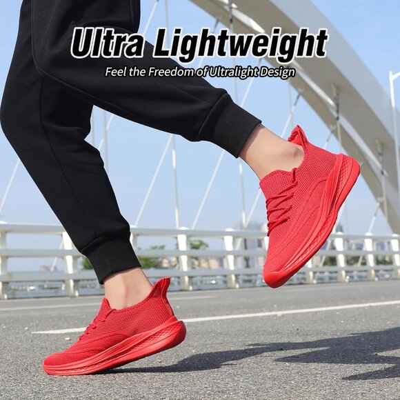 ⚡Men All Red Fashion Mesh Non Slip Lightweight Workout Breathable Gym Sneakers - Picture 6 of 6